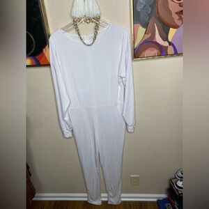 White Fitted Knit Jumpsuit